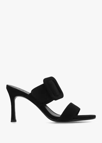 Daniel Eilish Black Suede Buckle Heeled Mules
