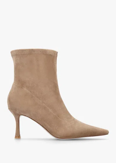 Daniel Elenora Beige Suede Shaped Heel Ankle Boots