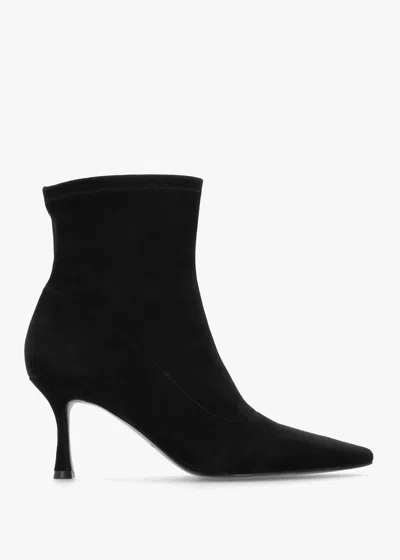 Daniel Elenora Black Suede Shaped Heel Ankle Boots