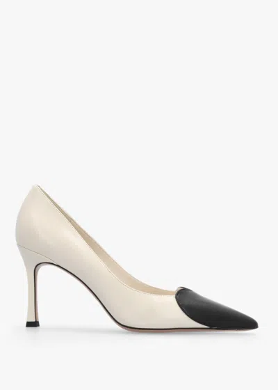 Daniel Elove Cream Leather Heart Toe Cap Court Shoes In Camel Leather