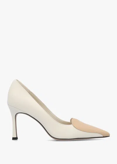Daniel Elove Cream Leather Nude Heart Toe Cap Court Shoes In Brown