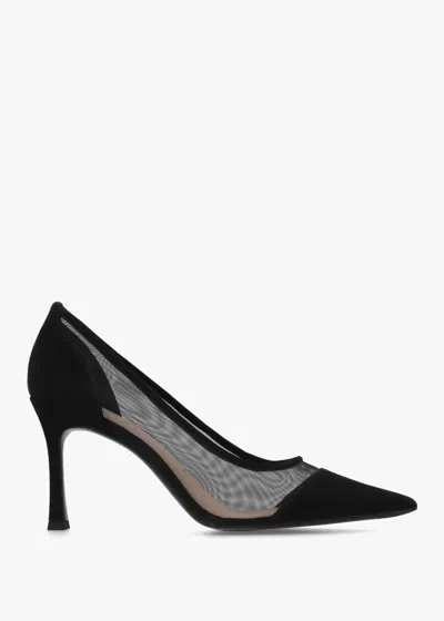 Daniel Elphaba Black Suede & Mesh Heeled Court Shoes