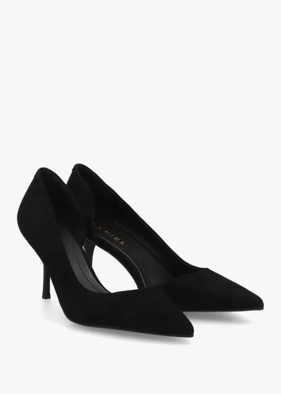 Daniel Emma Dorsay Black Suede Mid Heel Court Shoes