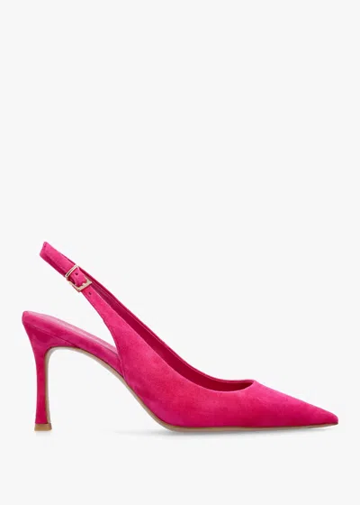 Daniel Enjoy Fuchsia Suede Mid Heel Sling Back Court Shoes In Pink