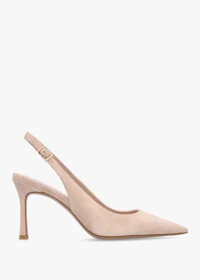 Daniel Enjoy Nude Suede Mid Heel Sling Back Court Shoes In Neutral