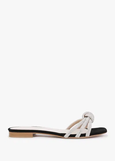 Daniel Flatante Black Suede Twisted Diamante Mules