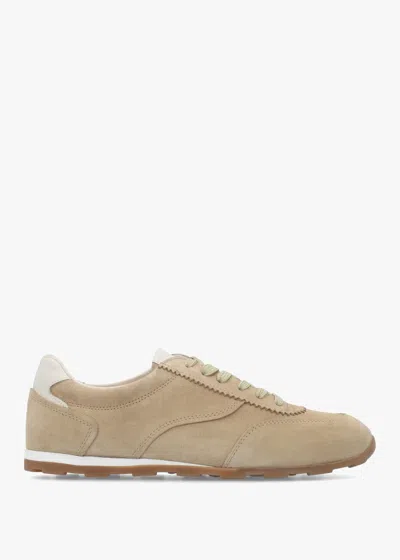 Daniel Geeki Beige Suede Low Profile Trainers In Brown