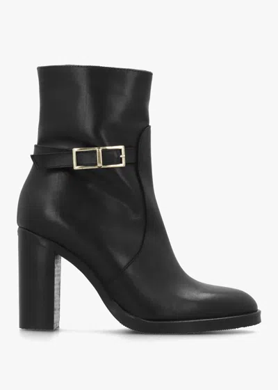 Daniel Gia Black Leather Block Heel Ankle Boots