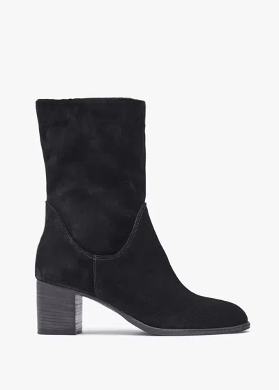 Daniel Gigi Black Suede Block Heel Calf Boots