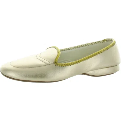 Daniel Green Meg Womens Leather Faux Fur Lined Loafer Slippers In Gold