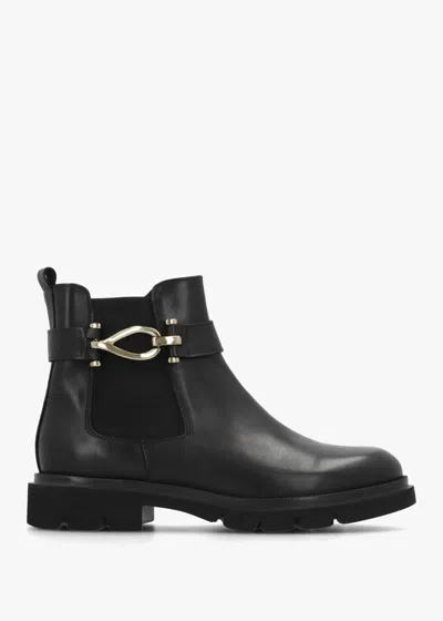 Daniel Gwen Black Leather Ankle Trim Chelsea Boots