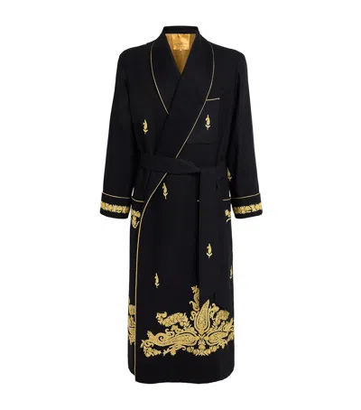 Daniel Hanson Cashmere Silk-lined Robe In Black