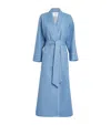 Daniel Hanson Merino Wool Herringbone Dressing Gown In Blue