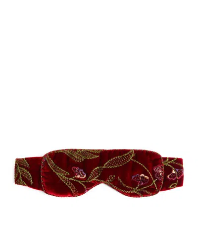 Daniel Hanson Silk Embroidered Sleep Mask In Multi