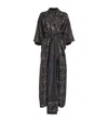 Daniel Hanson Silk Floral Kimono Dressing Gown In Black