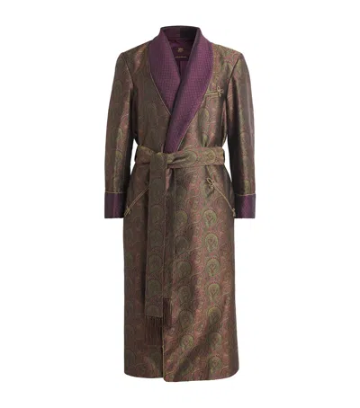 Daniel Hanson Silk Paisley Print Dressing Gown In Multi