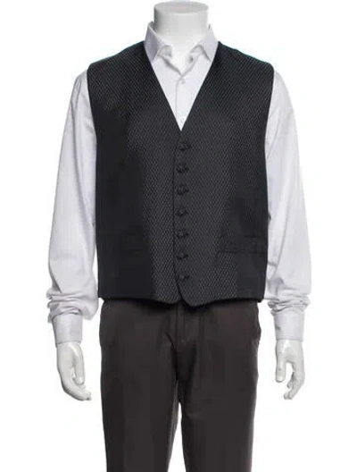 Pre-owned Daniel Hanson Silk Patterned Vest In Black