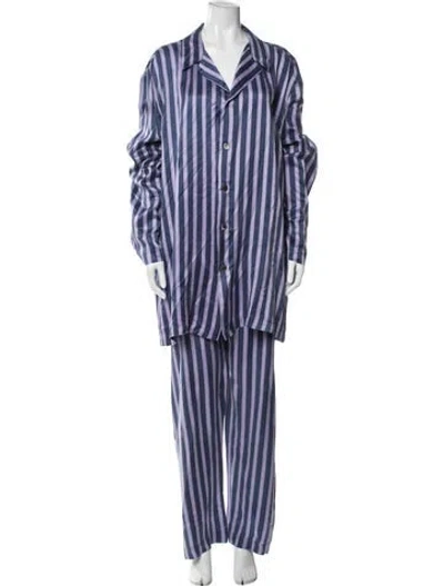 Pre-owned Daniel Hanson Striped Lounge Set In Blue