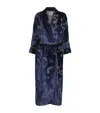 Daniel Hanson Velvet Embroidered Dahlia Robe In Navy