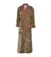 Daniel Hanson Velvet Embroidered Robe In Brown