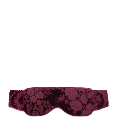 Daniel Hanson Velvet Jacquard Eye Mask In Burgundy