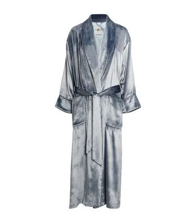 Daniel Hanson Velvet Robe In Blue