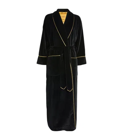 Daniel Hanson Velvet Silk-lined Robe In Black