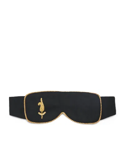Daniel Hanson Vicuña-cashmere Embroidered Sleep Mask In Black