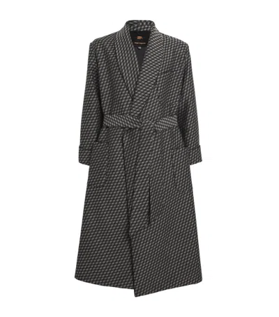 Daniel Hanson Wool-blend Geometric Print Dressing Gown In Multi