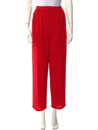 Pre-owned Daniel Hanson Wool Straight Leg Pants In Red