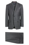 Daniel Hechter Charcoal Windowpane Check Wool Blend Suit In Gray