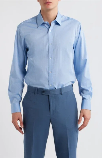 Daniel Hechter Modern Fit Light Blue Micropattern Cotton Dobby Dress Shirt In Animal Print