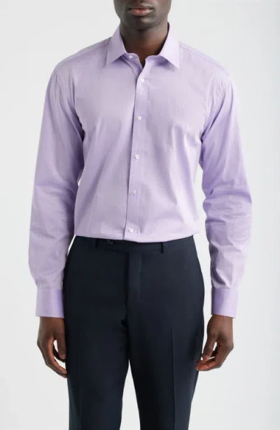 Daniel Hechter Modern Fit Light Purple Micropattern Cotton Dobby Dress Shirt In Black