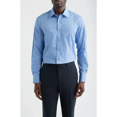 Daniel Hechter Paris Modern Fit Blue Micropattern Cotton Dress Shirt