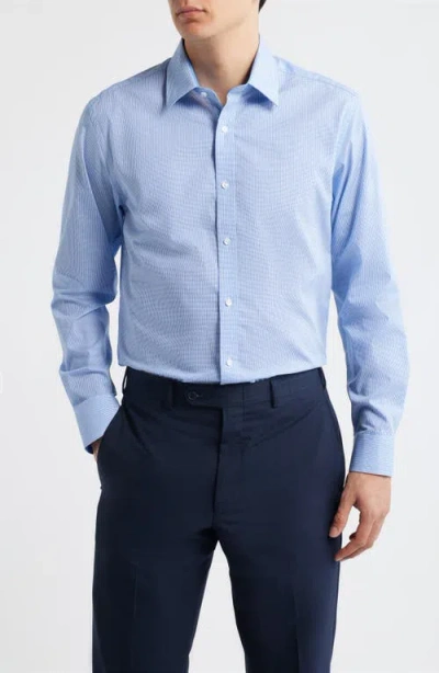 Daniel Hechter Paris Modern Fit Light Blue Geometric Print Cotton Dress Shirt
