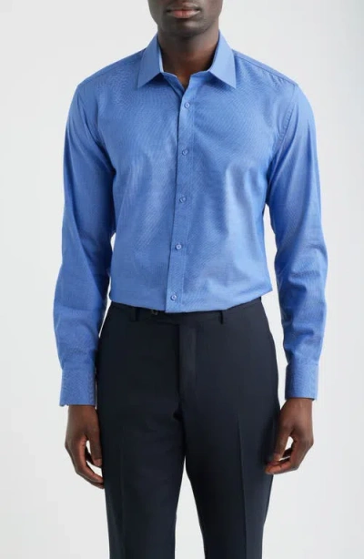 Daniel Hechter Paris Modern Fit Navy Micropattern Cotton Dress Shirt In Blue