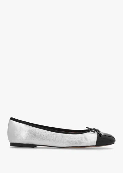 Daniel Iball Silver Leather Patent Toe Cap Ballet Pumps