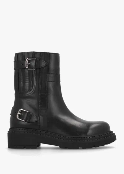 Daniel Ibuck Black Leather Chunky Biker Boots
