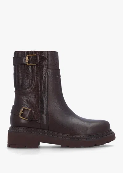 Daniel Ibuck Brown Leather Chunky Biker Boots