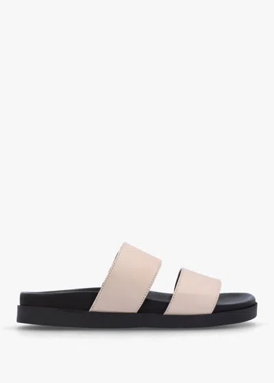 Daniel Imogen Beige Leather Two Band Mules In Multi