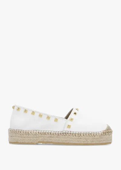Daniel Infinite White Leather Studded Espadrilles