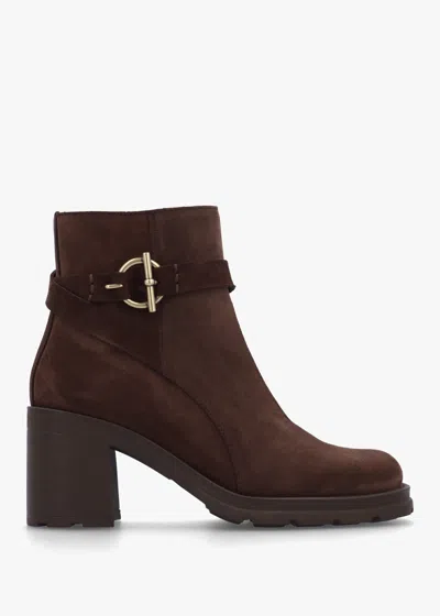 Daniel Itrim Brown Suede Block Heel Ankle Boots