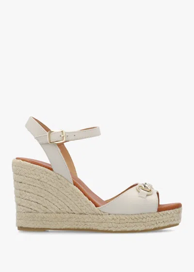 Daniel Jaffle Cream Leather Snaffle Wedge Espadrilles In Multi