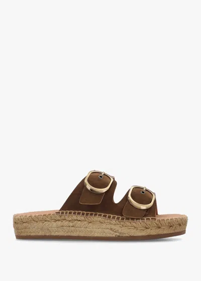Daniel Jander Brown Suede Flatform Espadrille Mules