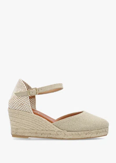 Daniel Jassy Beige Textile Mid Wedge Espadrilles In Brown