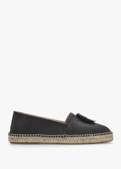 Daniel Jessie Black Leather Espadrilles