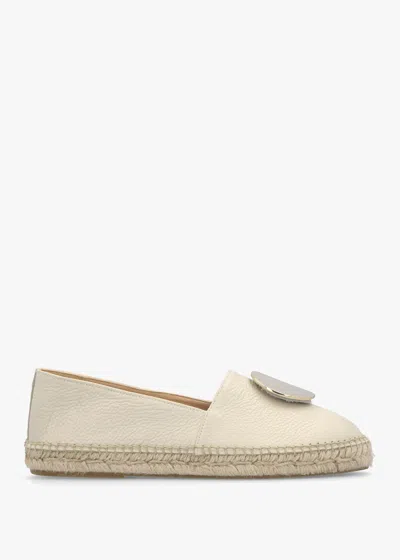 Daniel Jessie Cream Leather Espadrilles In Neutral