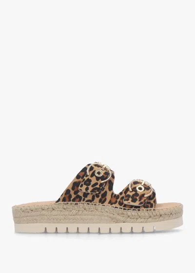 Daniel Jools Leopard Pony Hair Flatform Espadrille Mules In Animal Print