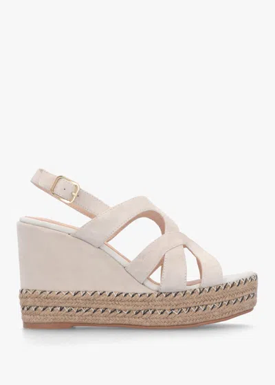 Daniel Josie Beige Suede Espadrille Wedge Sandals In Brown
