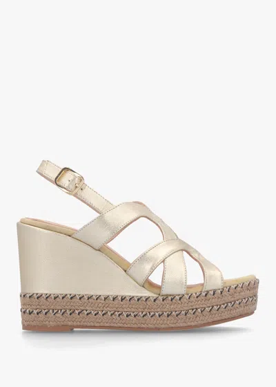 Daniel Josie Gold Leather Espadrille Wedge Sandals
